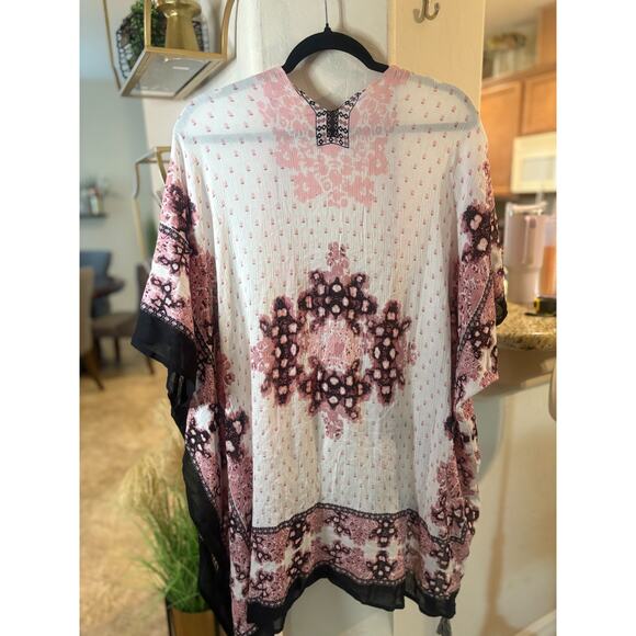 Lord & Taylor Women's Boho Cover-Up Kimono One Size - Picture 3 of 4